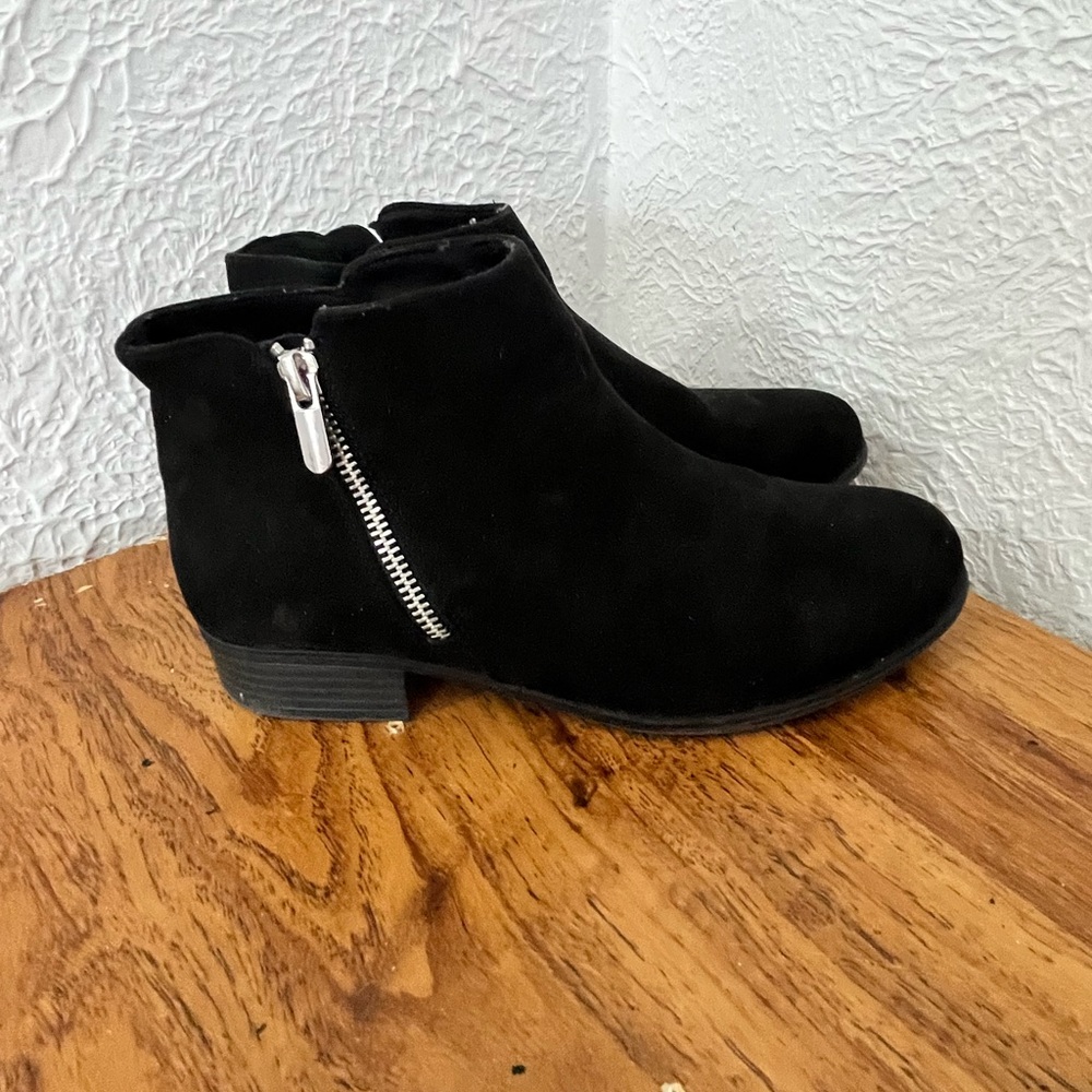 Black Suede Ankle Boots with Side Zip